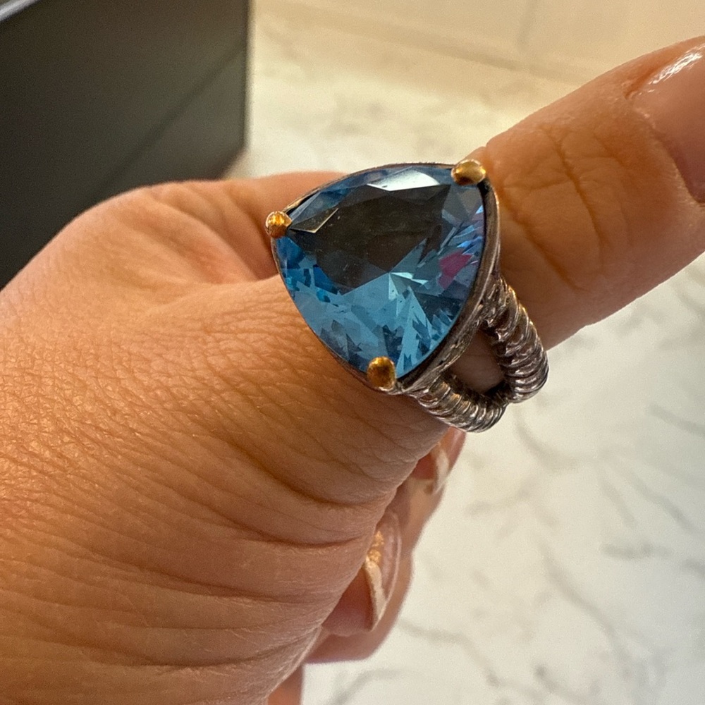 Vibrant Blue Topaz Silver Statement Ring